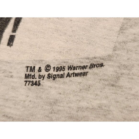 Vintage 1995 Looney Tunes Tribune Football Single Stitch Adult XL Grey T-Shirt - Picture 6 of 15